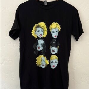 Madonna Graphic Top - Black with Yellow and Red Accents